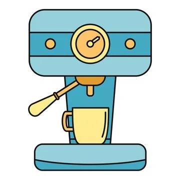 Espresso machine making fresh coffee in yellow mug Stock Illustration