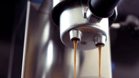 Espresso Machine making fresh Espresso Coffee Stock Footage 87804235