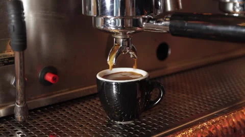 Espresso Machine Pour Closeup Stock Footage 61947381