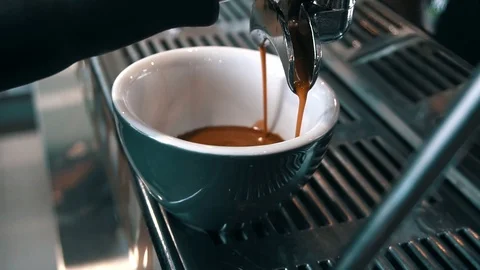 Espresso Machine Pouring Coffee - Close Up Video stock 106947683