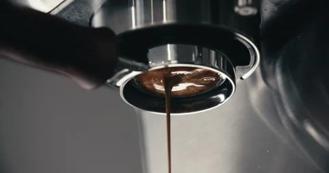 Espresso Machine Pulling Double Shot Coffee from Bottomless Naked Stock Footage 198993110