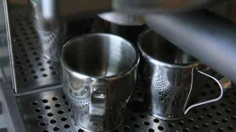 Espresso Machine Pulls a Double Shot Stock Footage 866016