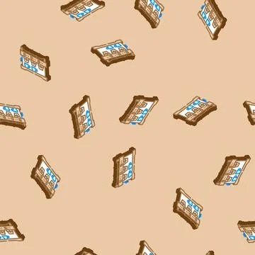 Espresso machine restaurant equipment isometric icon seamless pattern Stock Illustration