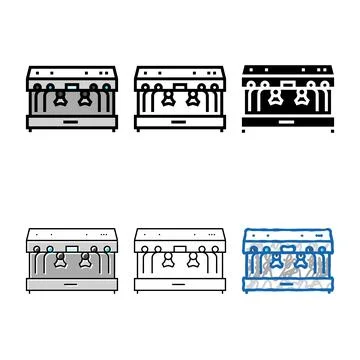 Espresso machine restaurant equipment styles color icon vector Stock Illustration