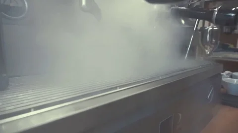 Espresso Machine Steaming CloseUP Stock Footage 77364895