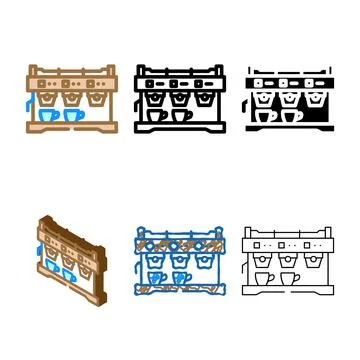 Espresso machine styles restaurant equipment color icon vector Stock Illustration