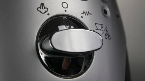 Espresso Machine Switching Off and On While Making Coffee Close Up Stock Footage 126230046