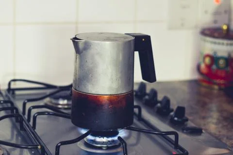 Espresso Maker on stove Stock Photos