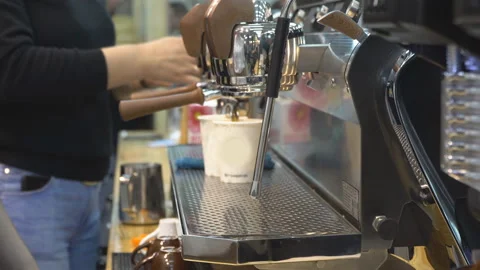 Espresso making, the work of a professional Barista Stock Footage 106734201