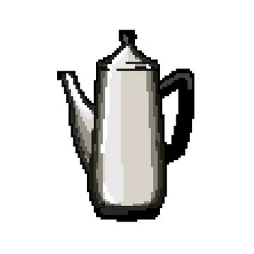 Espresso percolator pot coffee pixel art vector illustration Stock Illustration