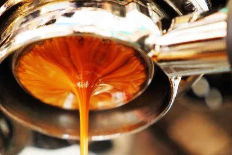 Espresso shot with coffee machine Stock Photos