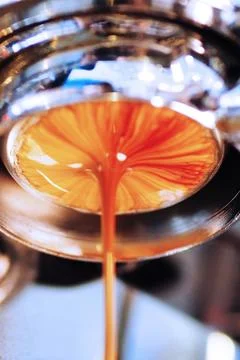 Espresso shot with coffee machine Stock Photos