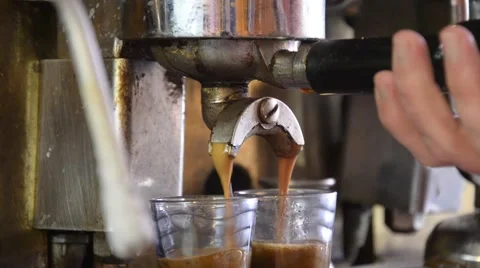 Espresso shots being pulled Stock Footage 51367645