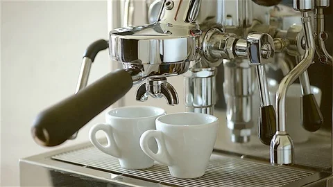 Espresso. Two cups. With barista. Stock Footage 75945674