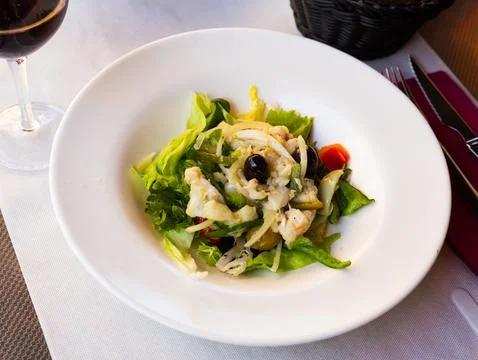 Esqueixada cod, typical dish of Catalan cuisine Stock Photos