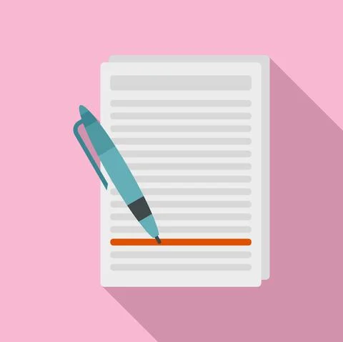 Essay edit icon, flat style Illustrazione stock