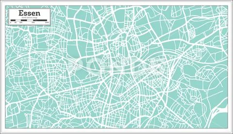 Essen Germany City Map in Retro Style. Outline Map. Stock Illustration