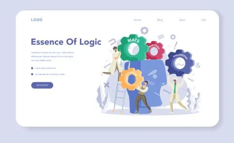 Essence of logic web banner or landing page set. Scientist 스톡 일러스트