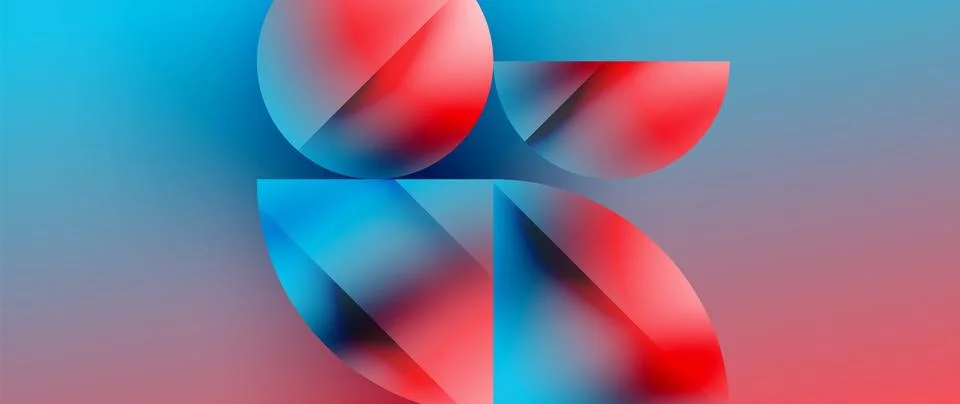 Essence of minimalism - metallic circles and squares converge upon canvas, study Stock Illustration