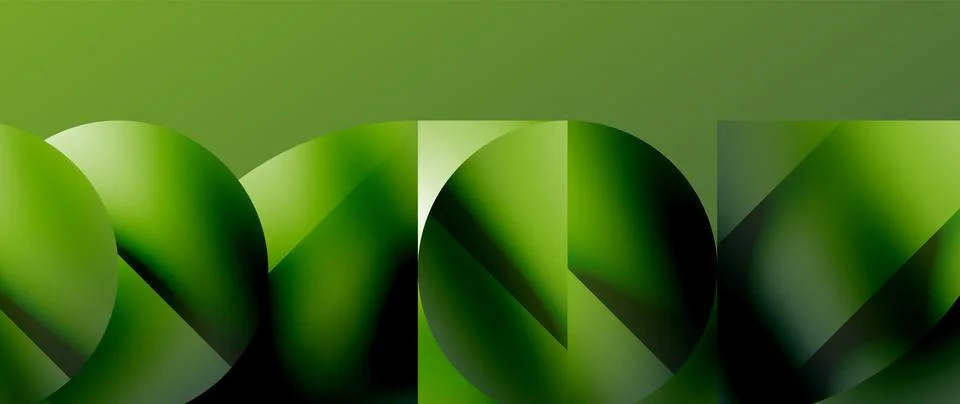 Essence of minimalism - metallic circles and squares converge upon canvas, study Stock Illustration