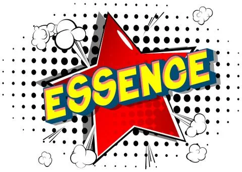 Essence - Vector illustrated comic book style phrase on abstract background. Stock Illustration