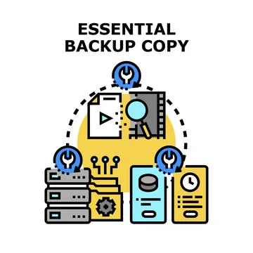 Essential backup copy managing data protection system 스톡 일러스트