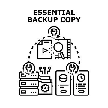 Essential backup copy managing data protection system Stock Illustration