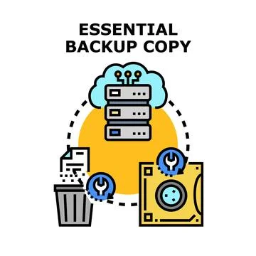 Essential backup copying data in cloud storage Stock Illustration