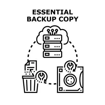 Essential backup copying data in cloud storage Stock Illustration