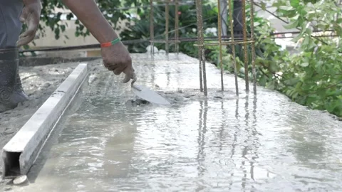 Essential Cement Work - Expert Hand in Action Stock Footage 324028165