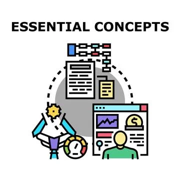 Essential concepts developing business strategy and analysis Illustrazione stock