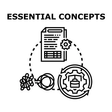 Essential concepts developing business strategy and process workflow Stock Illustration