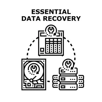 Essential data recovery process on digital devices Stock Illustration