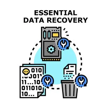 Essential data recovery restoring lost digital information Stock Illustration