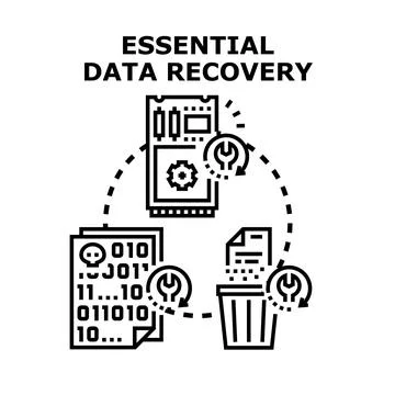Essential data recovery restoring lost digital information Stock Illustration