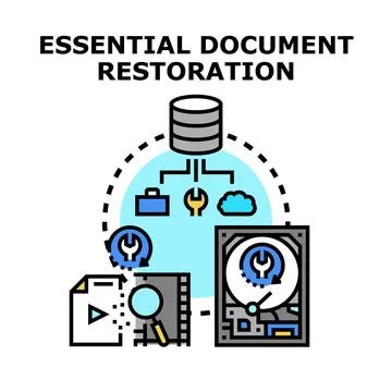 Essential document and data restoration concept illustration Stock Illustration