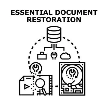 Essential document and data restoration concept illustration Stock Illustration