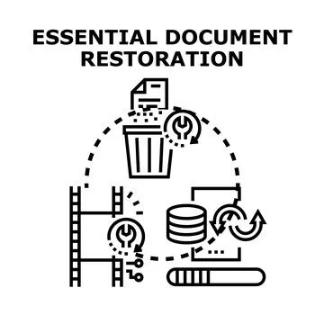 Essential document data recovery and restoration process イラスト素材