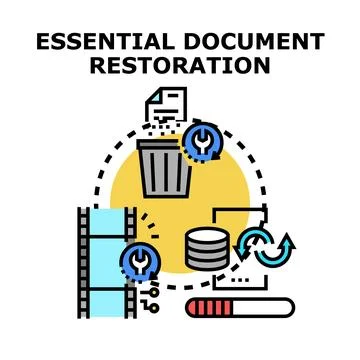 Essential document data recovery and restoration process Stock Illustration