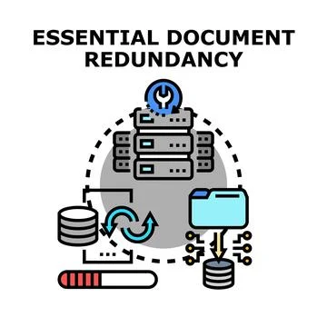 Essential document redundancy concept for data management Stock Illustration