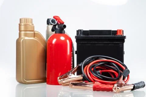 Essential elements in any car. isolated on white Stock Photos