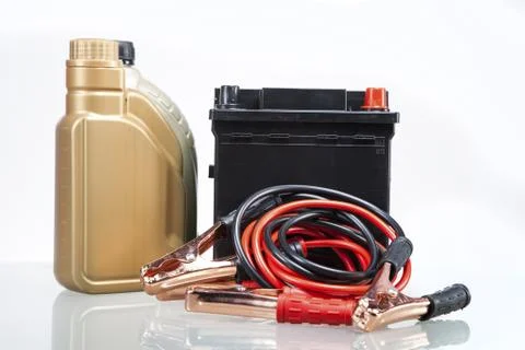 Essential elements in any car. Isolated on white Stock Photos