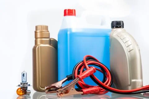 Essential elements in any car. Isolated on white Stock Photos