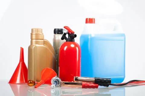 Essential elements in any car. Isolated on white Stock Photos