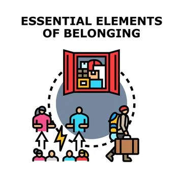 Essential elements of belonging icon concept 库存插图