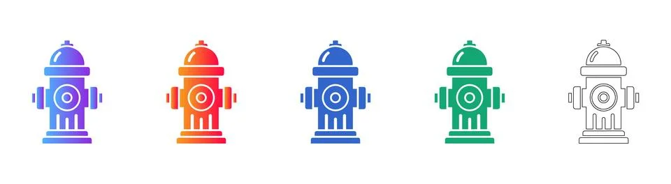 Essential Fire Hydrant Icons Set Safety and Urban Infrastructure Graphics Stock Illustration