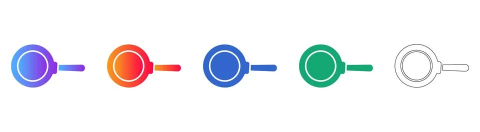 Essential Frying Pan Icon Set: Gradient, Solid, and Outline Styles Иллюстрация
