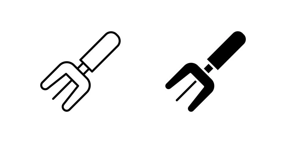Essential garden fork tool icon set for digging, landscaping, and soil cult.. Stock Illustration