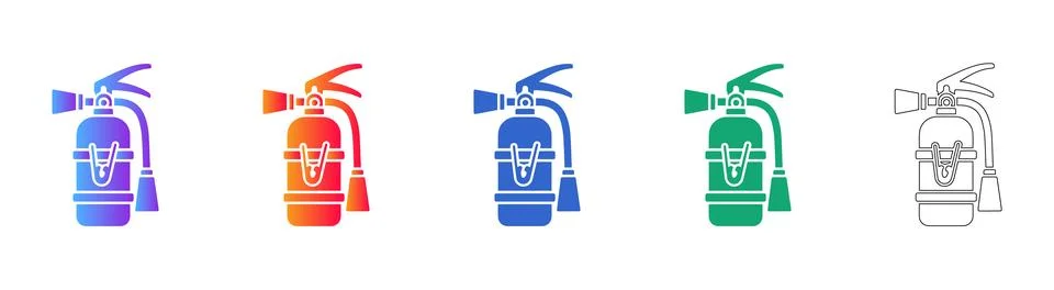 Essential Gradient and Outline Fire Extinguisher Safety Icons Stock Illustration
