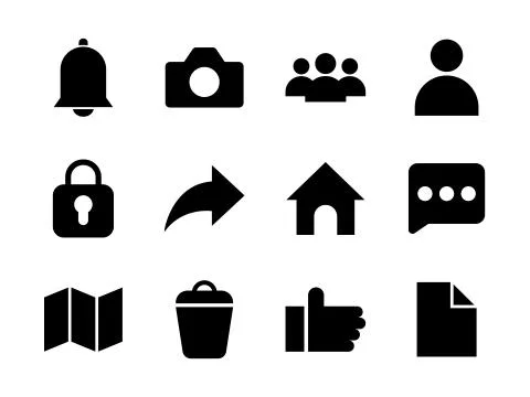 Essential Icon Set Glyph Stock Illustration